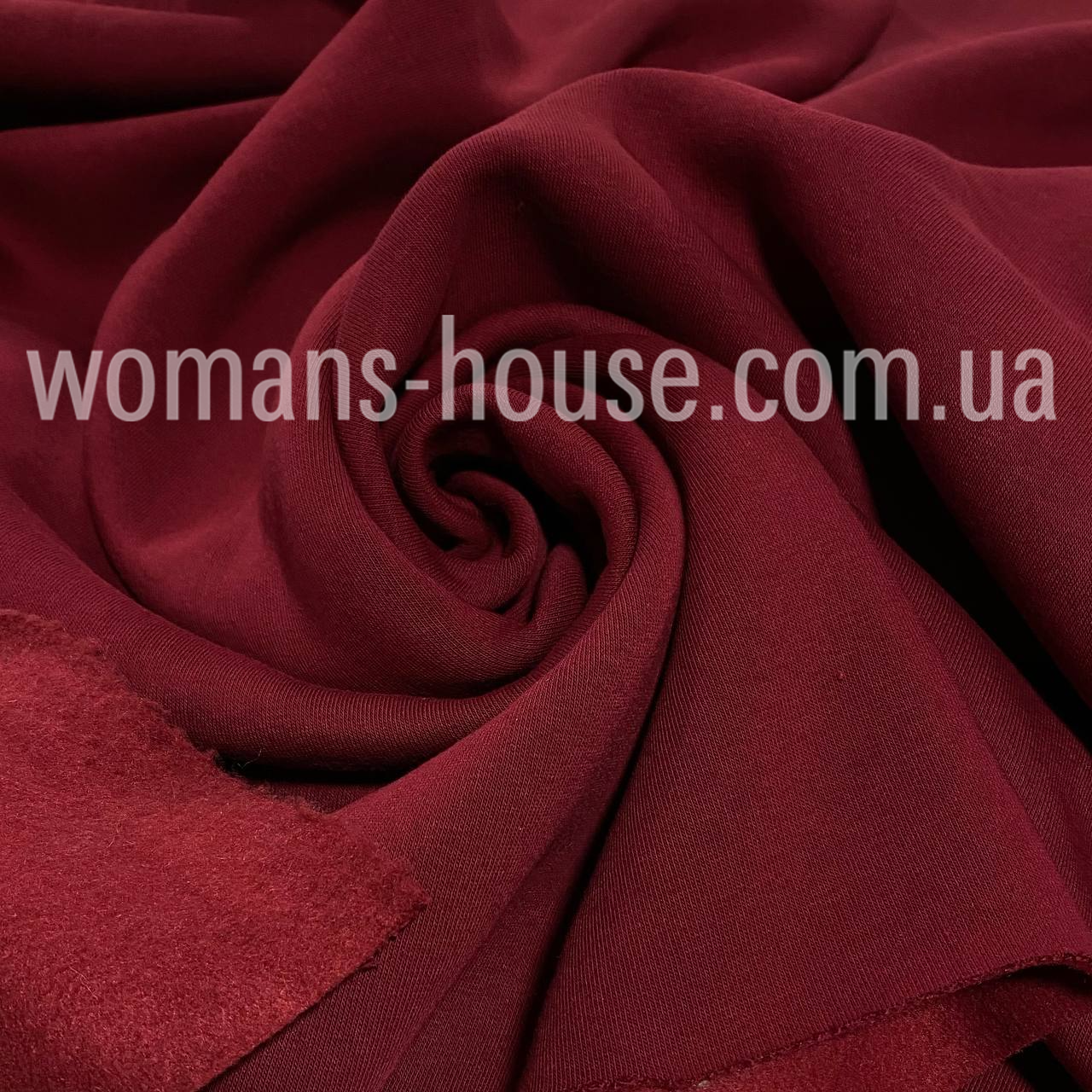 Тканина трехнитка на флісі Туреччина Бордовий  С-27, фото 1