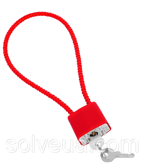 Замок навісний Solve з тросом 38 см Red KT6009007 solve