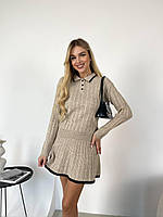 Костюм жіночий із міні спідницею бежевий
