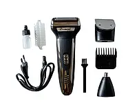 Акумуляторний триммер для стрижки волосся з різними насадками Gemei GM-598 Універсальний триммер 3 в 1, фото 9