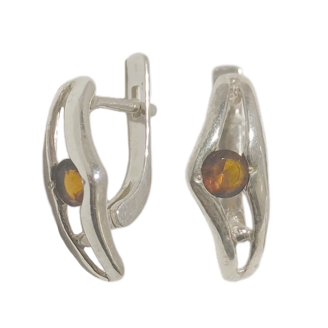 Срібні сережки з червоним фіанітом сс 43гран, фото 1