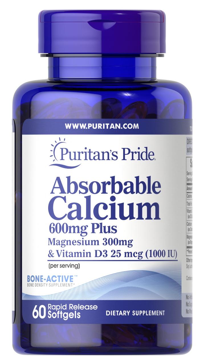 Absorbable Calcium 600mg plus Magnesium 300mg - 60 Softgels