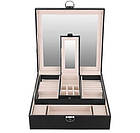 Скринька-органайзер для ювелірних виробів з дзеркалом Beautylushh 8896 чорна, фото 4