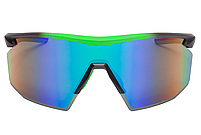 Окуляри захисні Pyramex PMXSPEC (green mirror) Anti-Fog, синьо-зелені дзеркальні лінзи в чорно-зеленій оправі, фото 4