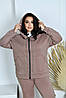 Жіночий зимовий спортивний костюм зі стразиками, з начосом широкі кофта з капюшоном і штани, великі розміри, фото 4