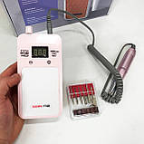 Портативний фрезер для нігтів Nail Drill YT-928 акумуляторний з індикатором заряду на 35 000 оборотів. Колір: рожевий, фото 10