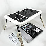 Складаний столик для ноутбука LD-09 E-Table, столик з охолодженням 2 USB кулера, Стіл підставка з вентиляцією, фото 2