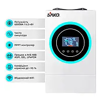 Комплект резервного живлення Sako: гібридний інвертор 6.5kVA/6.2kW SUNON V 48V+120A MPPT й акумуляторна батарея 51.2В 5120Втг, фото 3