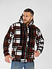 Чоловіча тепла флісова кофта-куртка в клітинку з підкладом овчини, фото 2