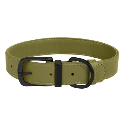 Нашийник для Собак Шкіряний BronzeDog Premium з металевою фурнітурою 15 мм, 27-36 см Оливковий