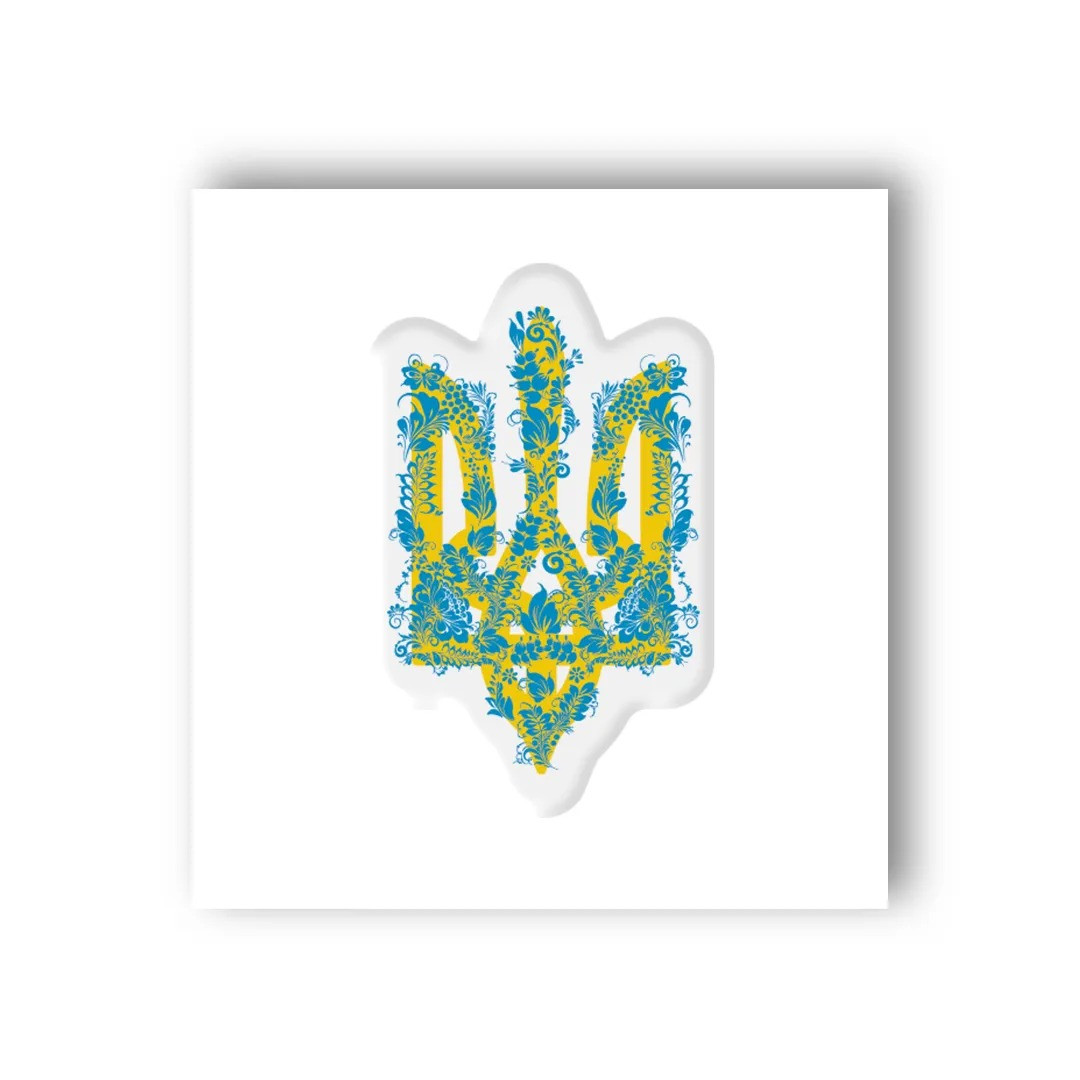 3D-стікер Блакитний квітучий герб