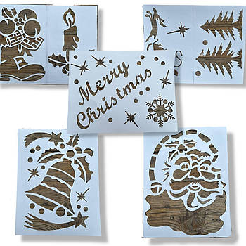 Набір трафаретів для штучного снігу середній 5 штук розмір 42*33 см