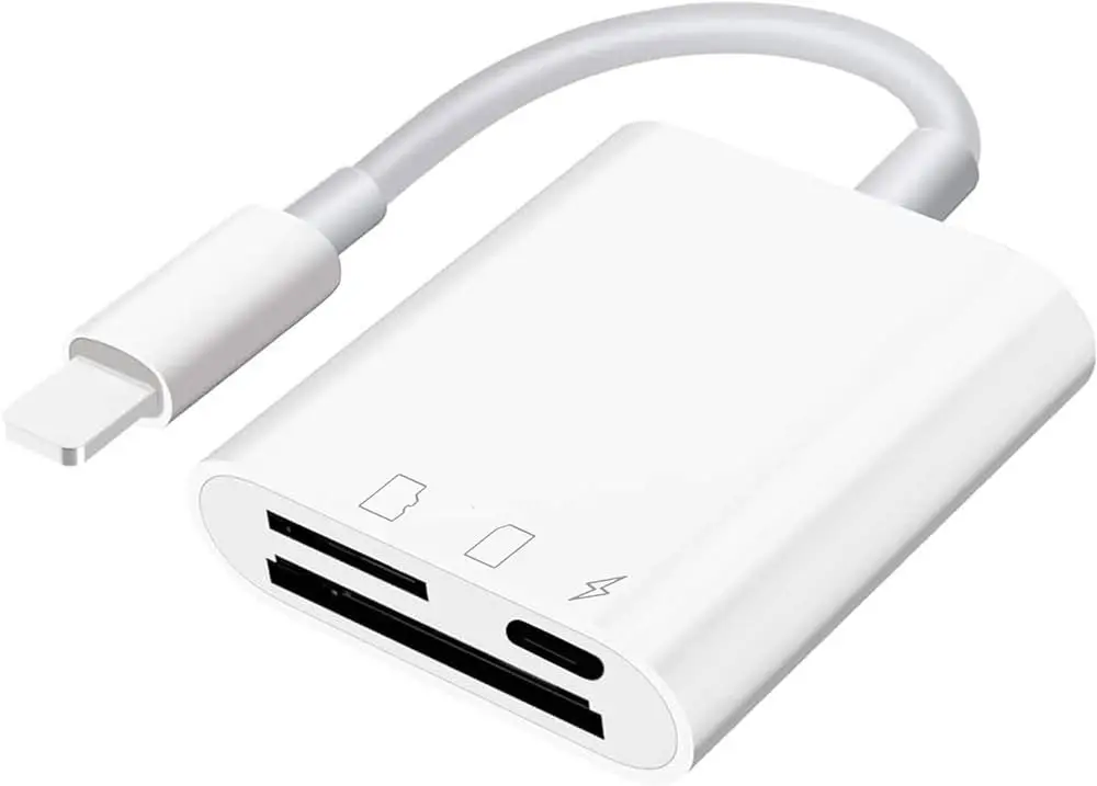 Зчитувач карт SD для iPhone, адаптер 2 в 1 для SD карт, зчитувач карт пам'яті для камери, адаптер для зарядки та зчитування ка