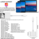 Зчитувач карт SD для iPhone, адаптер 2 в 1 для SD карт, зчитувач карт пам'яті для камери, адаптер для зарядки та зчитування ка, фото 3