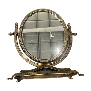 Дзеркало настільне, 2 сторони із зістареної латуні 29х30 см. Stilars Италия 131256