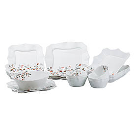 Столовий сервіз керамічних квадратних тарілок на 6 персон 24 предмети білий