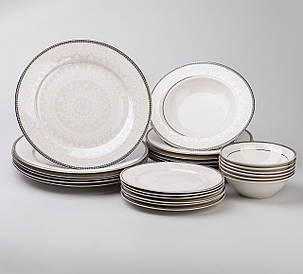 Столовий сервіз із 24 предметів на 6 персон керамічний білий