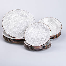 Столовий керамічний сервіз на 6 персон 18 тарілок білий