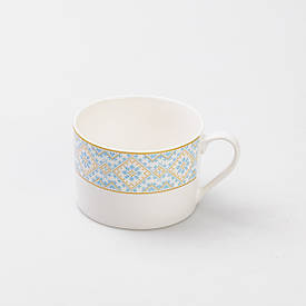 Чашка для кави та чаю 250 (мл) з українським орнаментом гарна кружка у подарунок Ø 8.5 (см)