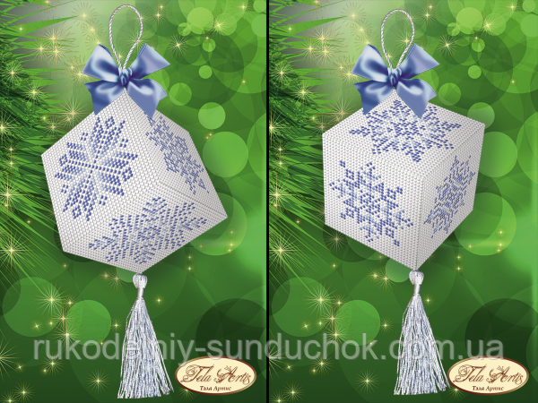 Схема для вишивання бісером Tela Artis Підвіска-кубик "Кришталеві сніжинки" В-018