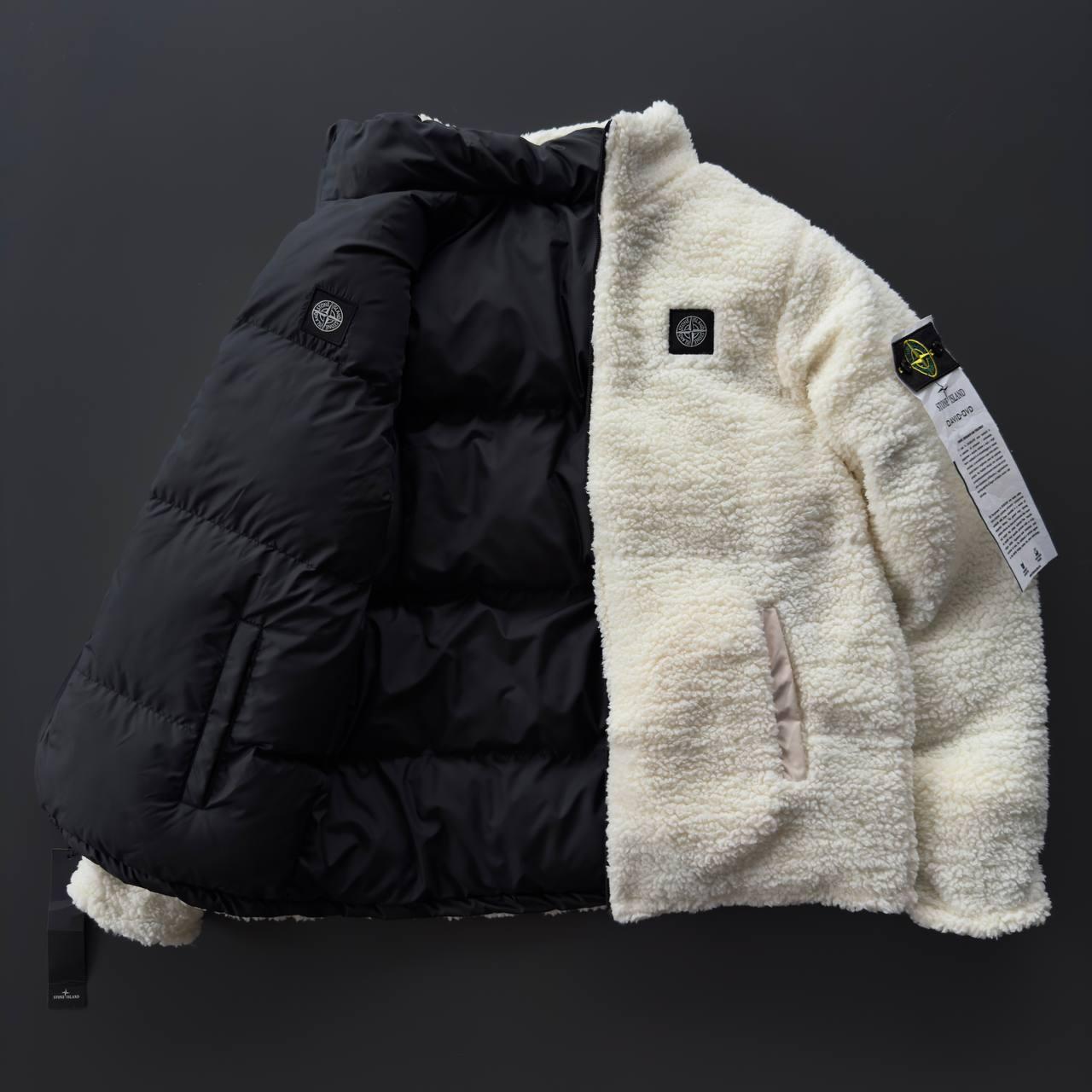 Зимова куртка чоловіча двостороння Stone Island хутряна до -25°C пуховик чоловічий зимовий на хутрі стон айленд
