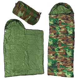 Демісезонний спальний мішок з капюшоном, 220х70см / Зимовий спальник / Туристичний спальний мішок-ковдра