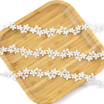 Біле мереживо квіти 20мм відріз 1м MER104