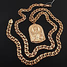 Позолочена срібна цепочка і ладанка святий Миколай. Чоловічий ланцюжок бісмарк і кулон іконка позолота 585, фото 10