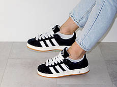 Кросівки Адідас Кампус Зимові жіночі чорно-білі