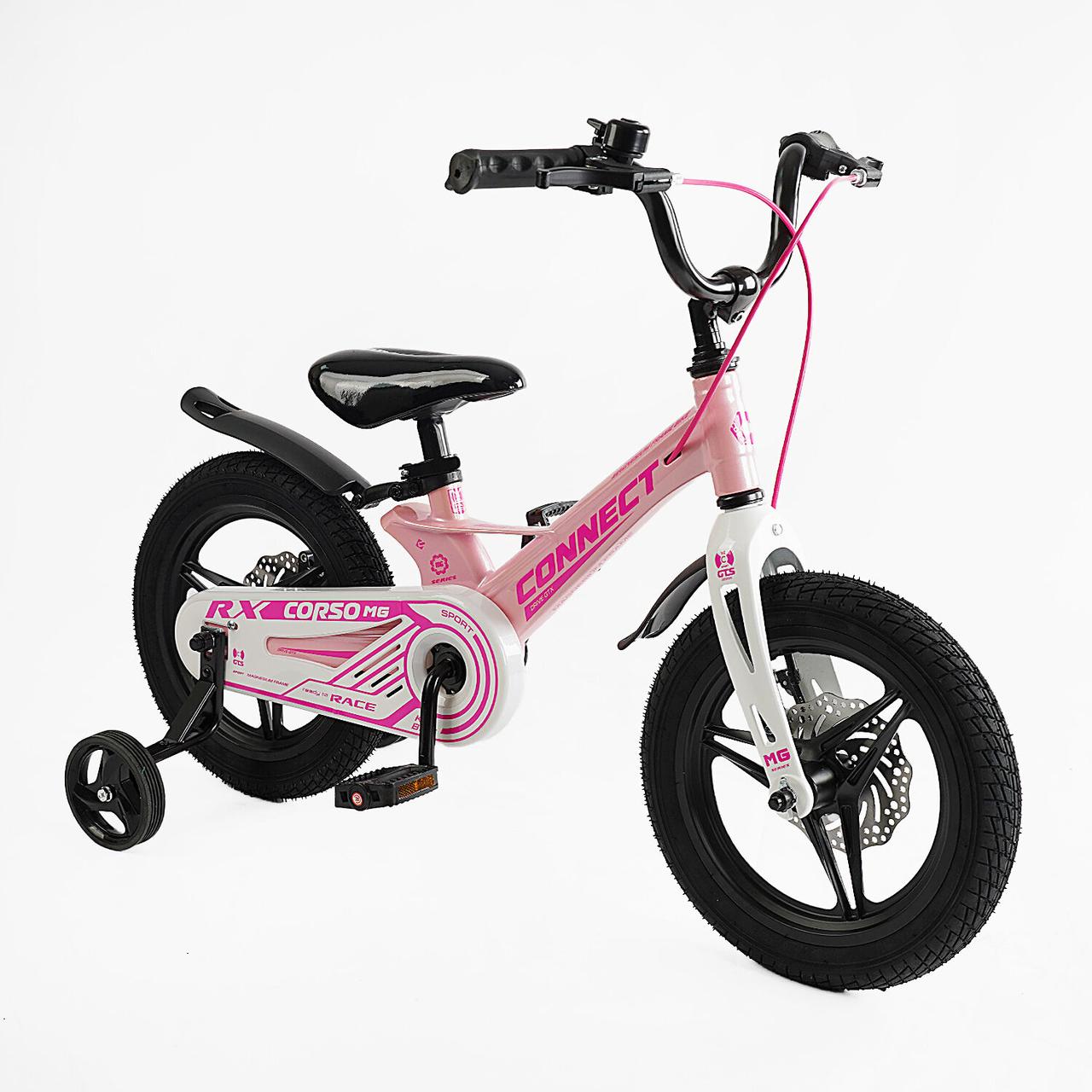 Велосипед дитячий 14" Corso CONNECT MG-14608 рожевий на зріст 95-105 см