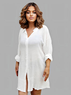 Сорочка пляжна довгий рукав Fuba 12500 біла 46-52 єдиний розмір, фото 1