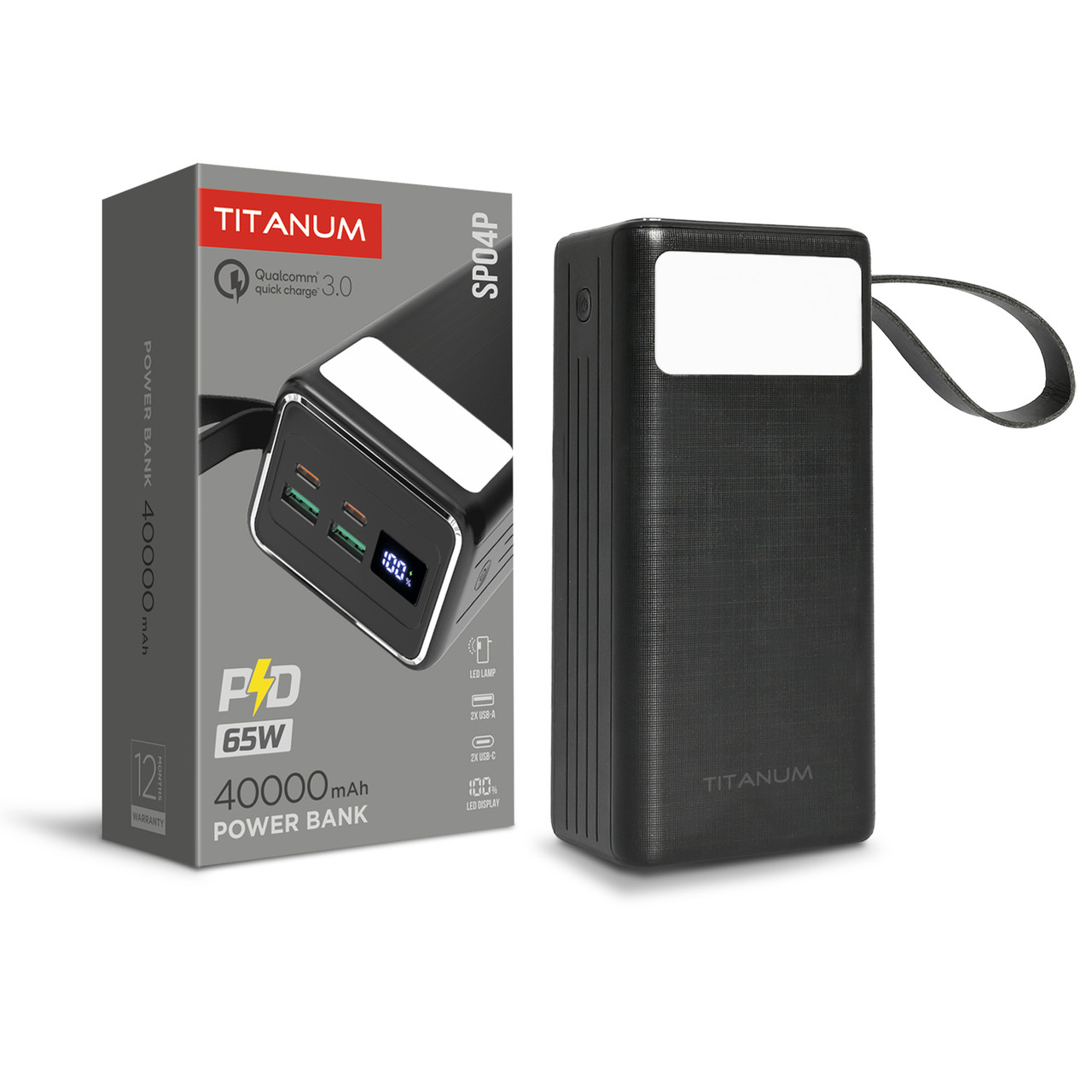 Повербанк для ноутбука/роутера/планшета/телефона Power Delivery TITANUM SP04P PD65W 40Ah 5, 9, 12, 15, 20V