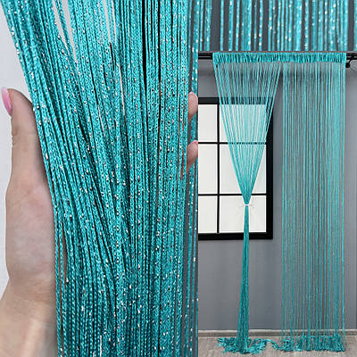 Штори-нитки "Кісея" (1 шт. 3х3 м.) з люрексом. Колір лазурний. Код 61-089