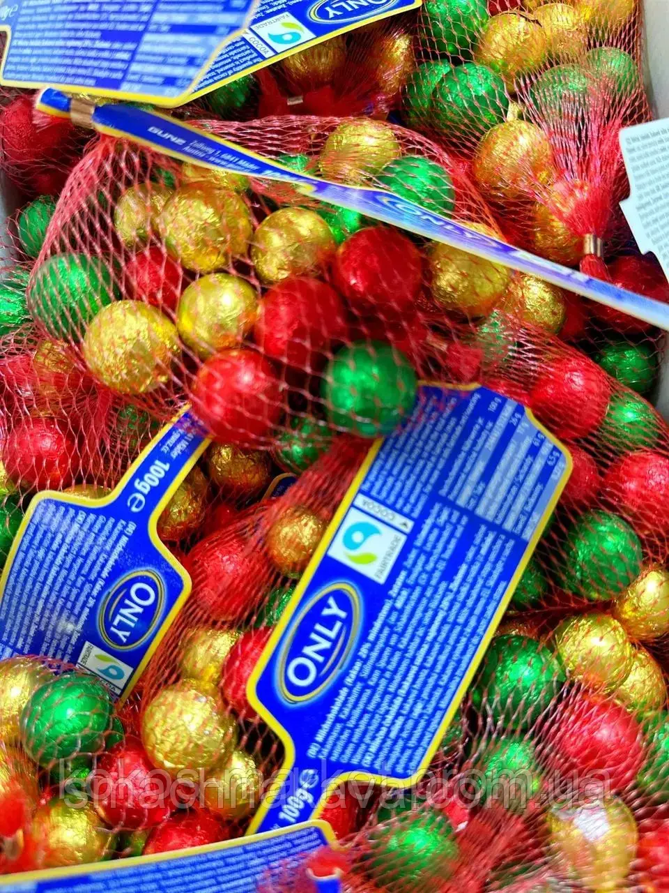 Новорічні цукерки шоколадні Only кульки в сітці