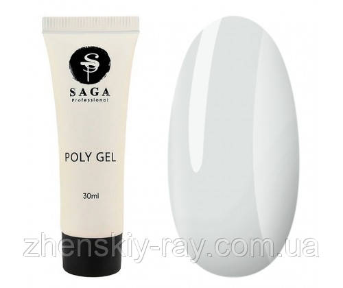Полігель для нарощування нігтів SAGA POLY GEL NEW №2, 30 мл (Білий)