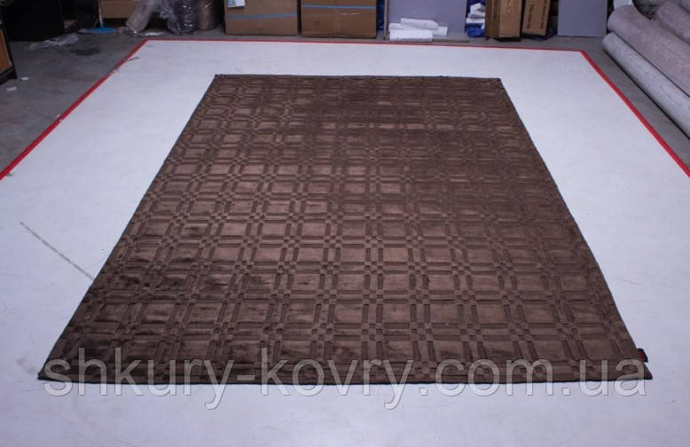 Індійський килим зі 100% віскози ручної роботи темно-коричневого кольору