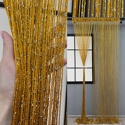 Штори-нитки "Кісея" (1 шт. 3х3 м.) з люрексом. Колір темно-золотистий. Код 61-088