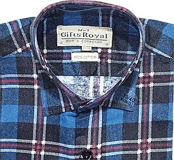 Чоловіча байкова сорочка Gifts Royal vd-0001 картата бавовна, тепла чоловіча сорочка картата на зиму 39, фото 4