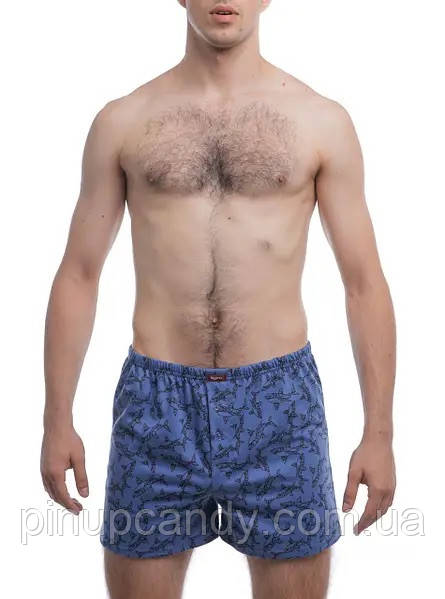 Боксерки класика сімейні труси  Bono МБ 000428 принт Риби (розміри: 46,48) блакині, фото 1