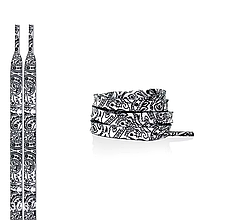 Білі шнурки з чорним малюнком для взуття