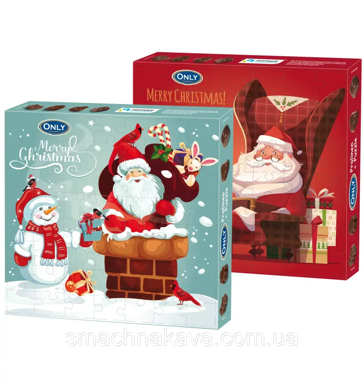 Шоколадні цукерки Only Merry Christmas Праліне + Пазли 120 гр