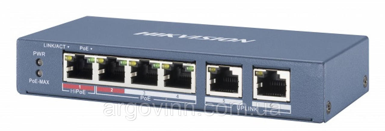 PoE перемикач Hikvision DS-3E0106P-E/M., фото 1