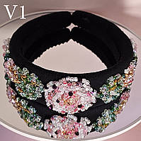 Чорний обідок для волосся "Квітка" V1 Kuzya Production