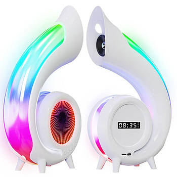 Настільна RGB лампа, з годинником і колонкою, від USB у вигляді черепашки / Лампа нічник / Колонка нічник / Нічник лампа