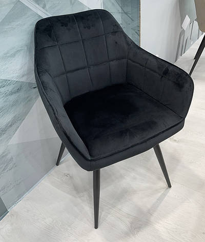 Стілець м'який на металевих ніжках чорного кольору M-62 VETRO чорний велюр, фото 1