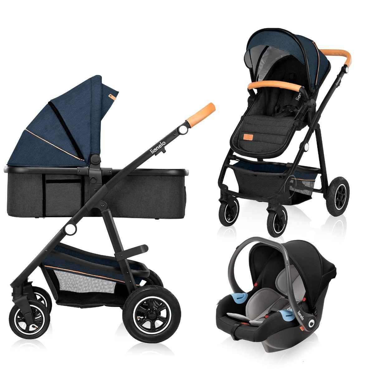 Універсальна коляска 3 в 1 Lionelo AMBER BLUE NAVY, фото 1