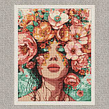 Алмазна мозаїка/вишивка Дівчина у квітах 40*50 см Ідейка AMO 8029, фото 2