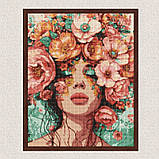 Алмазна мозаїка/вишивка Дівчина у квітах 40*50 см Ідейка AMO 8029, фото 3