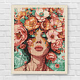 Алмазна мозаїка/вишивка Дівчина у квітах 40*50 см Ідейка AMO 8029, фото 7