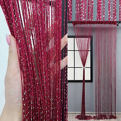 Штори-нитки "Кісея" (1 шт. 3х3 м.) з люрексом. Колір бордовий. Код 61-092